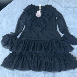 HAH ( hot as hell) Elegant Black Ruffled Dress “mags about u”NWT small